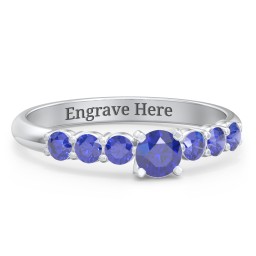 1/4 ct. Round Gemstone Engagement Ring with Side Gemstones