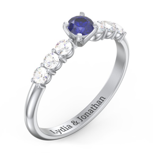 1/4 ct. Round Gemstone Engagement Ring with Side Gemstones