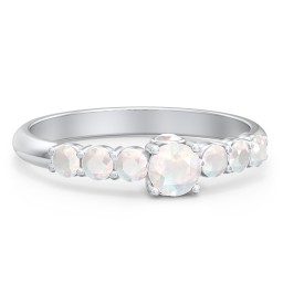 1/4 ct. Round Gemstone Peek-A-Boo Engagement Ring with Side Gemstones