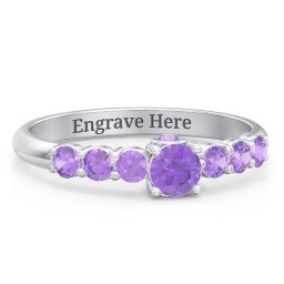 1/4 ct. Round Gemstone Peek-A-Boo Engagement Ring with Side Gemstones