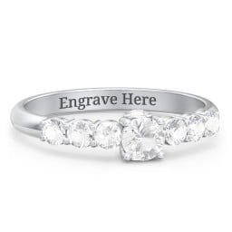 1/4 ct. Round Gemstone Peek-A-Boo Engagement Ring with Side Gemstones