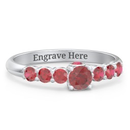 1/4 ct. Round Gemstone Peek-A-Boo Engagement Ring with Side Gemstones in 925 Sterling Silver with Garnet