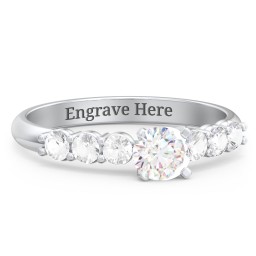 1/3 ct. Round Gemstone Engagement Ring with Side Gemstones