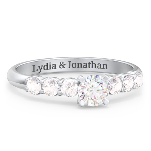1/3 ct. Round Gemstone Engagement Ring with Side Gemstones