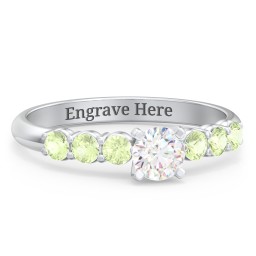 1/3 ct. Round Gemstone Engagement Ring with Side Gemstones in 925 Sterling Silver with White Premium Zirconia and Peridot