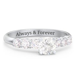 1/2 ct. Round Gemstone Engagement Ring with Side Gemstones