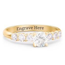 1/2 ct. Round Gemstone Engagement Ring with Side Gemstones