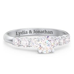 1/2 ct. Round Gemstone Engagement Ring with Side Gemstones