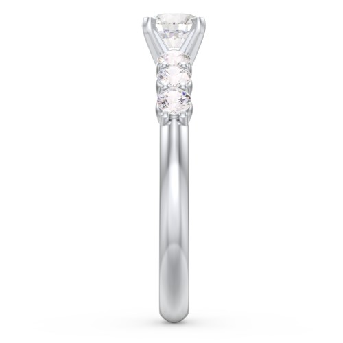 1/2 ct. Round Gemstone Engagement Ring with Side Gemstones