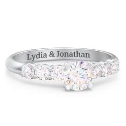 1/2 ct. Round Gemstone Engagement Ring with Side Gemstones in 925 Sterling Silver with Lab Diamond