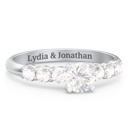 1/2 ct. Round Gemstone Engagement Ring with Side Gemstones in 925 Sterling Silver with White Premium Zirconia and Cubic Zirconia