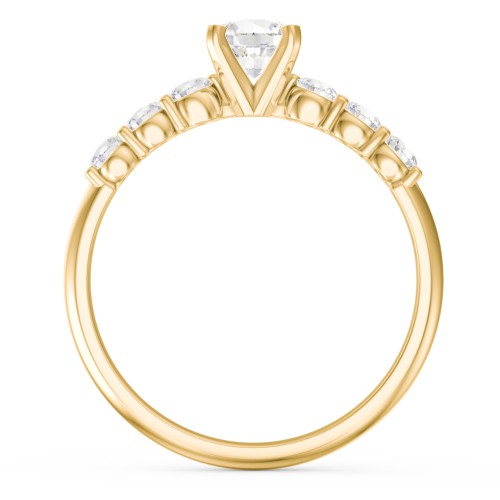 1/2 ct. Round Gemstone Engagement Ring with Side Gemstones – 9kt Yellow Gold with Cubic Zirconia