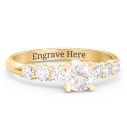 1/2 ct. Round Gemstone Peek-A-Boo Engagement Ring with Side Gemstones