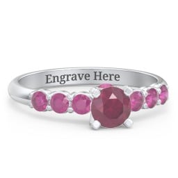 1/2 ct. Round Gemstone Peek-A-Boo Engagement Ring with Side Gemstones