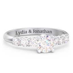 1/2 ct. Round Gemstone Peek-A-Boo Engagement Ring with Side Gemstones