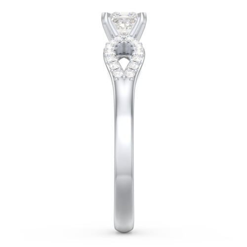 1/4 ct. Princess Gemstone Split Engagement Ring with Accents – Sterling Silver with White Premium Zirconia