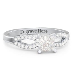 1/2 ct. Princess Gemstone Split Engagement Ring with Accents