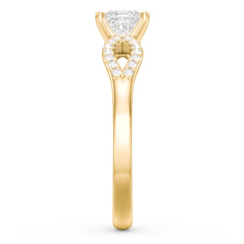 1/2 ct. Princess Gemstone Split Engagement Ring with Accents – 9kt Yellow Gold with White Premium Zirconia