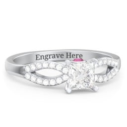1/2 ct. Princess Gemstone Split Peek-A-Boo Engagement Ring with Accents