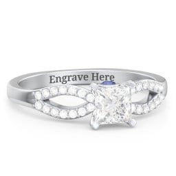 1/2 ct. Princess Gemstone Split Peek-A-Boo Engagement Ring with Accents