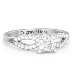 1/2 ct. Princess Gemstone Split Peek-A-Boo Engagement Ring with Accents