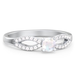 1/4 ct. Round Gemstone Split Engagement Ring with Accents