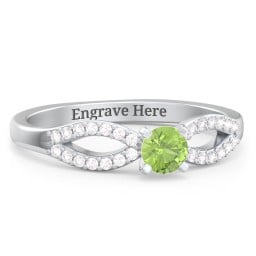 1/4 ct. Round Gemstone Split Engagement Ring with Accents