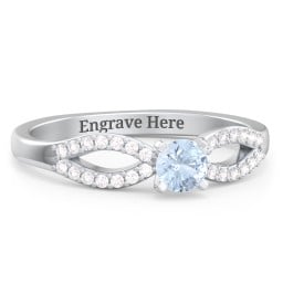 1/4 ct. Round Gemstone Split Engagement Ring with Accents