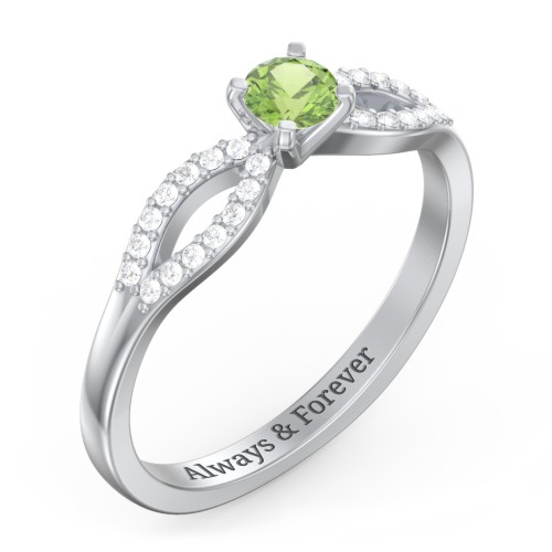 1/4 ct. Round Gemstone Split Engagement Ring with Accents