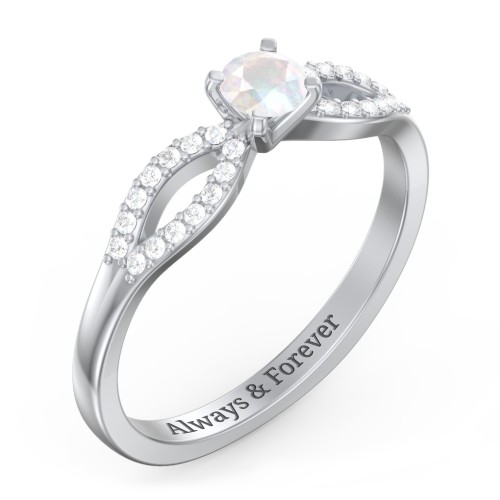 1/4 ct. Round Gemstone Split Engagement Ring with Accents