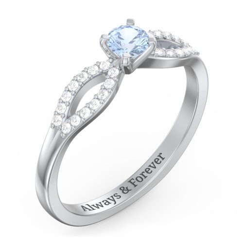 1/4 ct. Round Gemstone Split Engagement Ring with Accents