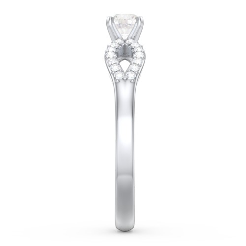 1/4 ct. Round Gemstone Split Engagement Ring with Accents – Sterling Silver with Cubic Zirconia and White Premium Zirconia