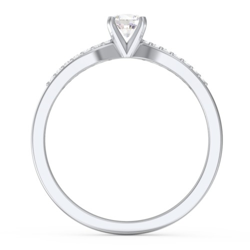 1/4 ct. Round Gemstone Split Engagement Ring with Accents – Sterling Silver with Cubic Zirconia and White Premium Zirconia