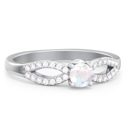 1/4 ct. Round Gemstone Split Peek-A-Boo Engagement Ring with Accents