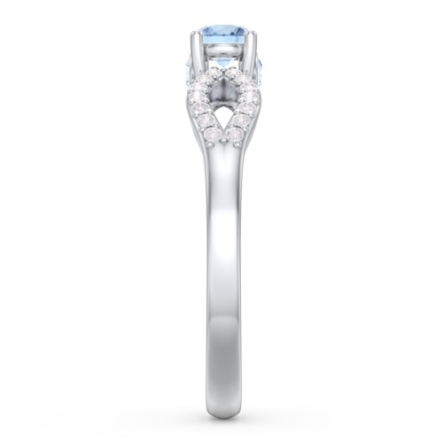 1/4 ct. Round Gemstone Split Peek-A-Boo Engagement Ring with Accents – Sterling Silver with Blue Topaz and White Premium Zirconia