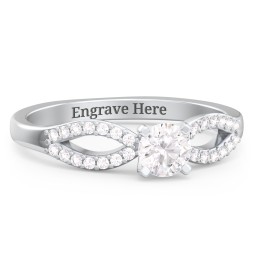 1/3 ct. Round Gemstone Split Engagement Ring with Accents in 925 Sterling Silver with White Premium Zirconia