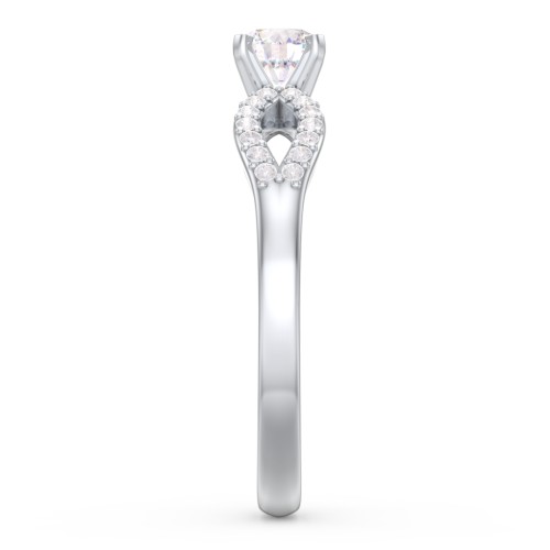 1/3 ct. Round Gemstone Split Engagement Ring with Accents – Sterling Silver with Lab Diamond