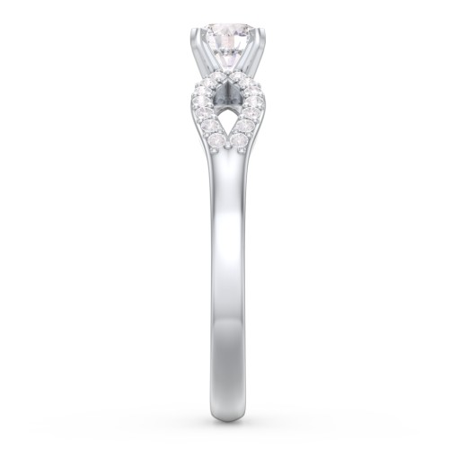 1/3 ct. Round Gemstone Split Engagement Ring with Accents – Sterling Silver with White Premium Zirconia