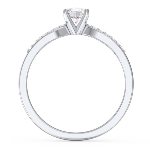 1/3 ct. Round Gemstone Split Engagement Ring with Accents – Sterling Silver with Lab Diamond