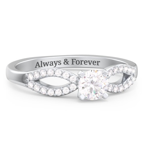 1/3 ct. Round Gemstone Split Engagement Ring with Accents – Sterling Silver with Lab Diamond