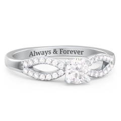 1/3 ct. Round Gemstone Split Engagement Ring with Accents – 9kt Yellow Gold with White Premium Zirconia