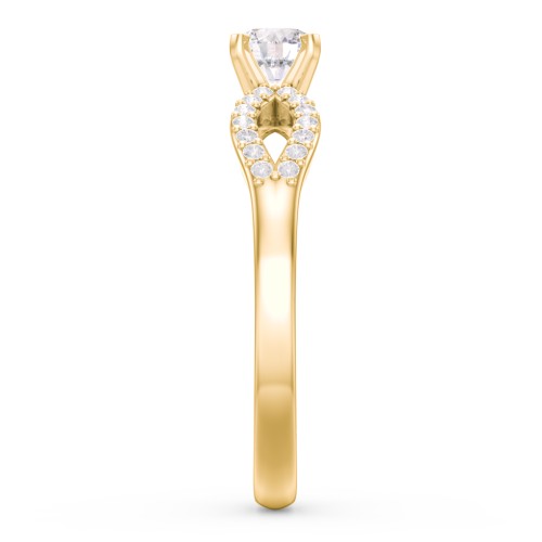 1/3 ct. Round Gemstone Split Engagement Ring with Accents – 9kt Yellow Gold with White Premium Zirconia