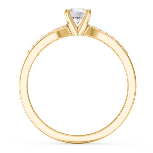 1/3 ct. Round Gemstone Split Engagement Ring with Accents – 9kt Yellow Gold with White Premium Zirconia