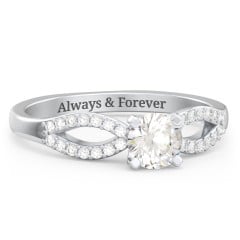 1/2 ct. Round Gemstone Split Engagement Ring with Accents