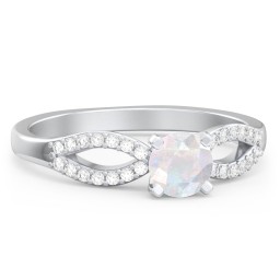 1/2 ct. Round Gemstone Split Engagement Ring with Accents