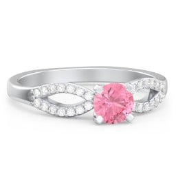 1/2 ct. Round Gemstone Split Engagement Ring with Accents