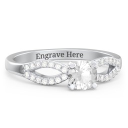 1/2 ct. Round Gemstone Split Engagement Ring with Accents