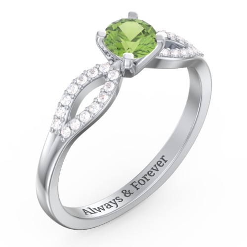 1/2 ct. Round Gemstone Split Engagement Ring with Accents
