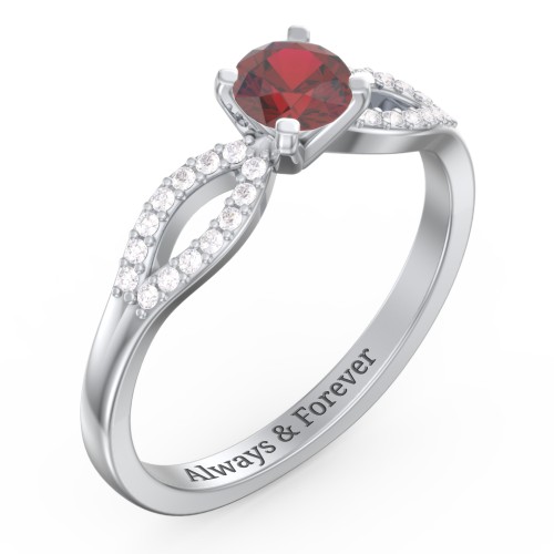 1/2 ct. Round Gemstone Split Engagement Ring with Accents