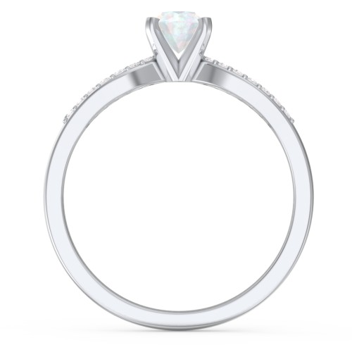 1/2 ct. Round Gemstone Split Engagement Ring with Accents